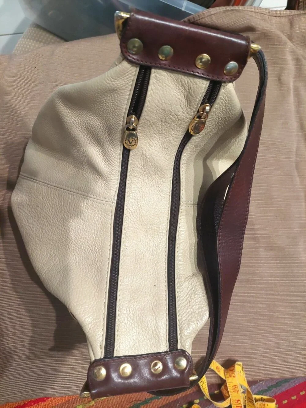 Vintage 1990s Valentina Italian Leather Convertible Bag | Two-Tone